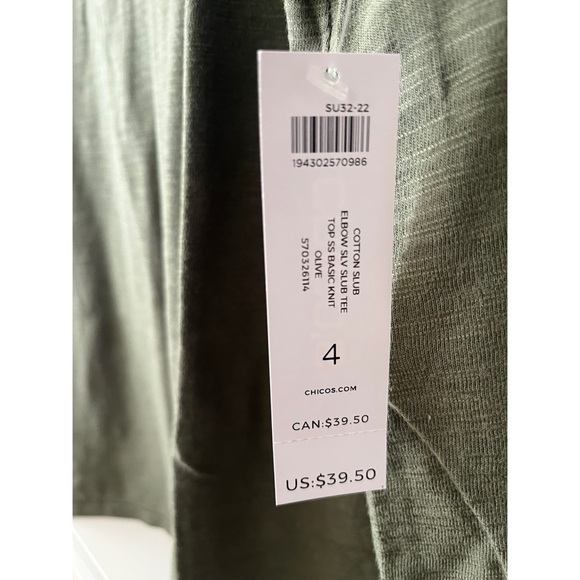 NWT Chico’s elbow sleeve slub tee, XXL (4) - Picture 3 of 7